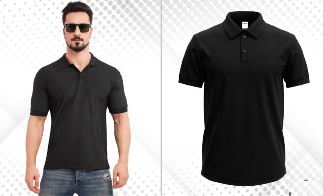 BLACK MATTY POLO T-SHIRT
