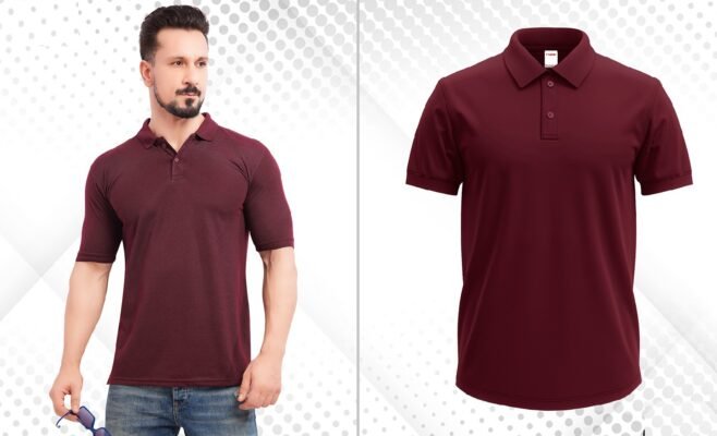 MAROON MATTY POLO T-SHIRT