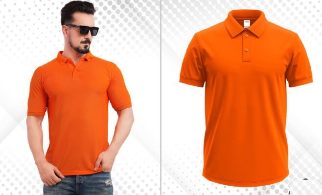 ORANGE MATTY POLO T-SHIRT